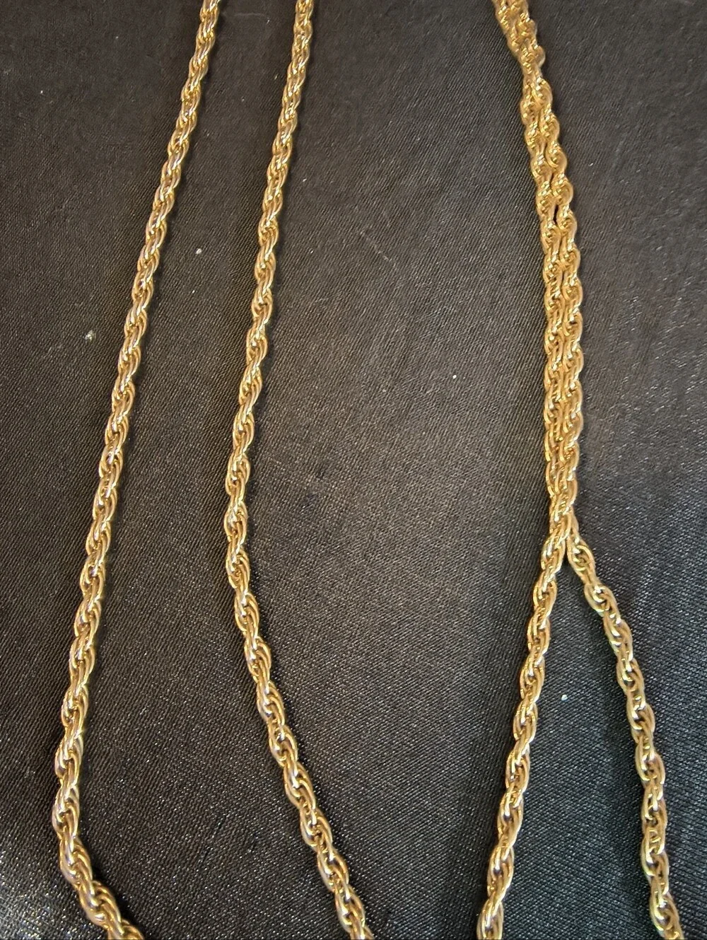 Vintage Napier Signed 50” Gold Tone Rope Chain Long Layering Necklace